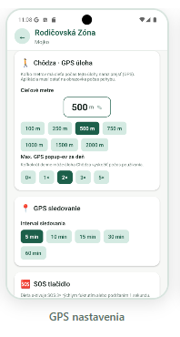 GPS úloha a GPS poloha dieťaťa