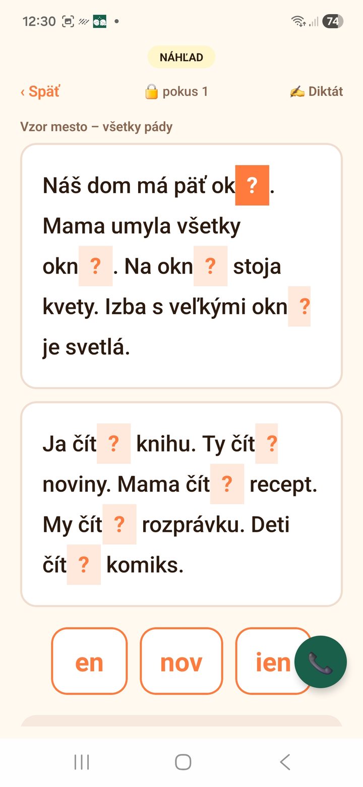 Diktát – 5. ročník – vzor mesto, časovanie
